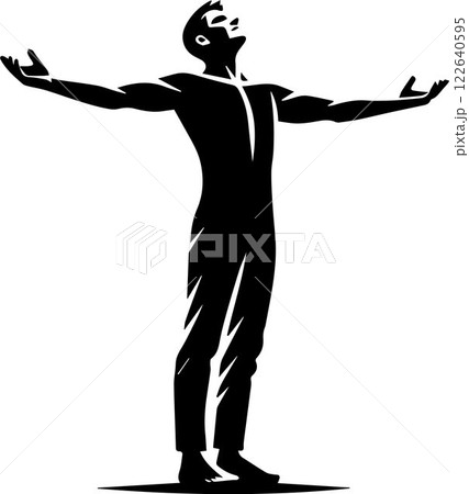 silhouette of businessman, black silhouette of a man with his arms outstretched vector silhouette of businessman, black silhouette of a man with his arms outstretched vector 122640595