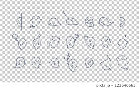 Simple and cute various ghost illustrations decoration set ghost ghost halloween emotions 122640663