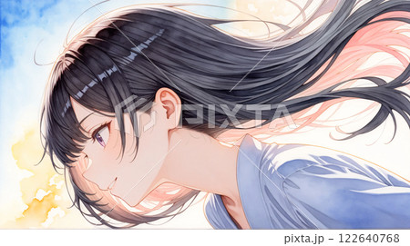 髪をなびかせる女性 122640768