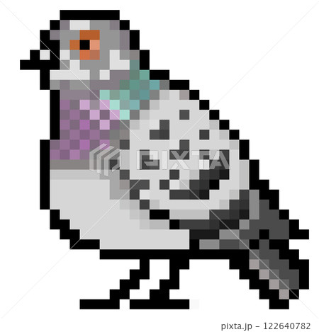 ドット絵 アニマルイラスト カワラバト (パイド)のイラスト素材