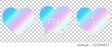 Set of 3 simple heart marks - hologram 122640817