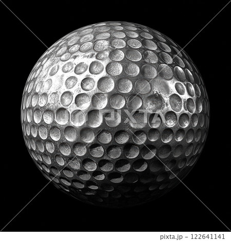 Grayscale vintage graphic of a golf ball rendered in 16 bit style against a black background Grayscale vintage graphic of a golf ball rendered in 16 bit style against a black background 122641141