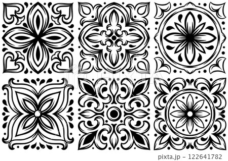 Portuguese ceramic tile pattern. Mediterranean traditional ornament. Italian or spanish majolica. 122641782