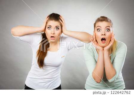 Two shocked and amazed women Two shocked and amazed women 122642762