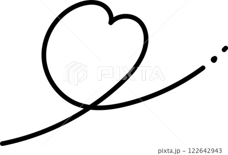 手書きの線のくるんとしたハート　白黒　イラスト素材 122642943