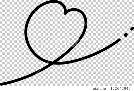 手書きの線のくるんとしたハート　白黒　イラスト素材 122642943