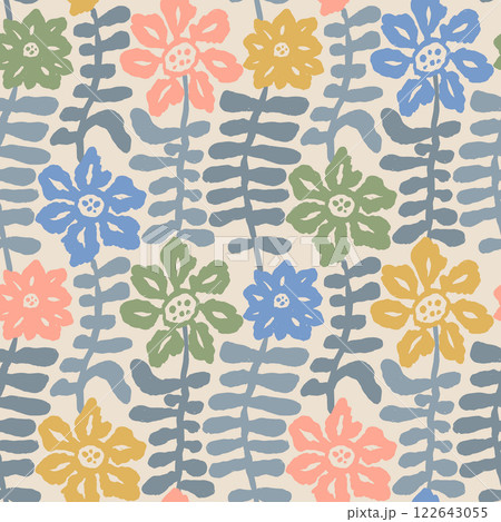 Colorful pastel ditsy flowers seamless pattern Colorful pastel ditsy flowers seamless pattern 122643055