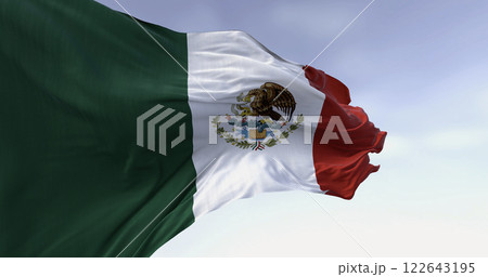 Mexico national flag waving on a clear day Mexico national flag waving on a clear day 122643195