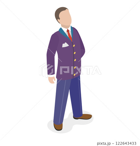 3D Isometric Flat  Set of Hotel Workers. Item 1 122643433
