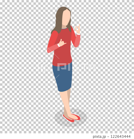 3D Isometric Flat  Illustration of People with Different Types Of Disabilities. Item 4 122643444