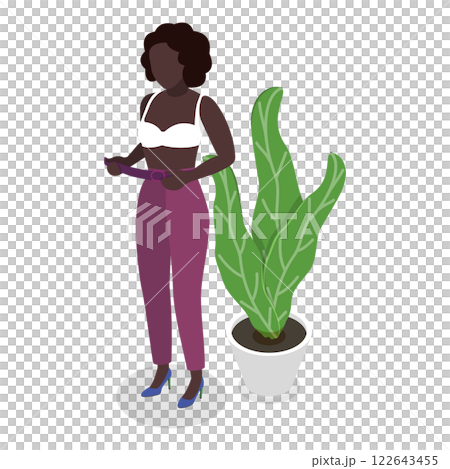 3D Isometric Flat  Set of Undressing People. Item 1 122643455