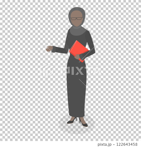 3D Isometric Flat  Set of Arab Business Woman. Item 3 122643458