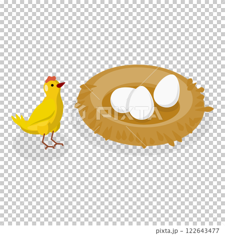 3D Isometric Flat  Set of Chickens. Item 1 122643477