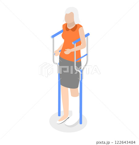 3D Isometric Flat  Set of Disabled Senior People. Item 4 122643484