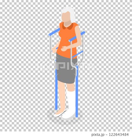 3D Isometric Flat  Set of Disabled Senior People. Item 4 122643484