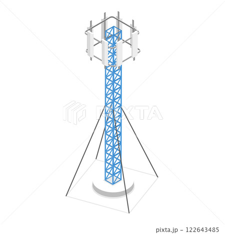 3D Isometric Flat  Set of Telecom Towers. Item 4 122643485