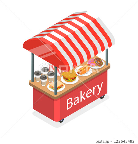 3D Isometric Flat Set of Fair Kiosks. Item 4 3D Isometric Flat Set of Fair Kiosks. Item 4 122643492