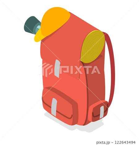 3D Isometric Flat Set of Traveler Camp Knapsacks. Item 4 3D Isometric Flat Set of Traveler Camp Knapsacks. Item 4 122643494