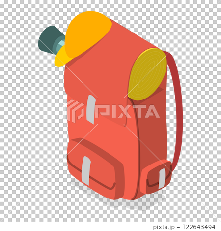 3D Isometric Flat Set of Traveler Camp Knapsacks. Item 4 3D Isometric Flat Set of Traveler Camp Knapsacks. Item 4 122643494