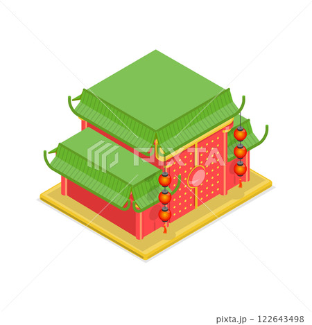 3D Isometric Flat  Set of Chinese Temples. Item 3 122643498