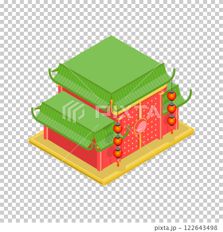 3D Isometric Flat  Set of Chinese Temples. Item 3 122643498