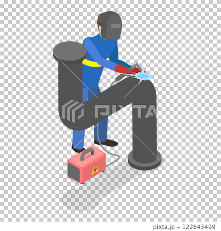 3D Isometric Flat  Set of Welder Workers. Item 3 122643499