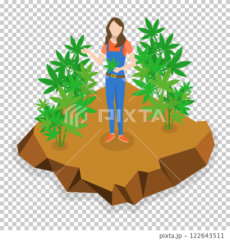 3D Isometric Flat  Illustration of Hemp Farm. Item 1 122643511