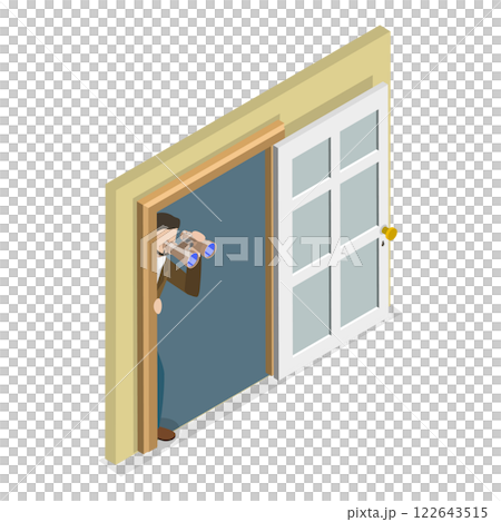 3D Isometric Flat  Set of Peeking People. Item 2 122643515