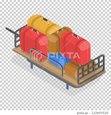 3D Isometric Flat  Set of Car Roof Storage. Item 4 122643520