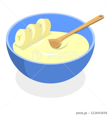 3D Isometric Flat  Illustration of Cereal Breakfast. Item 4 122643856