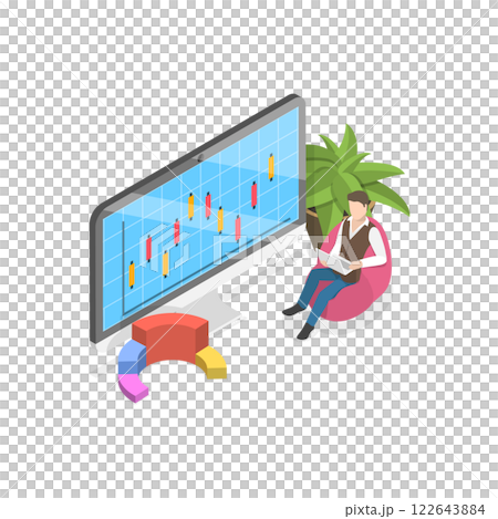 3D Isometric Flat Illustration of Financial Analysis. Item 1 3D Isometric Flat Illustration of Financial Analysis. Item 1 122643884