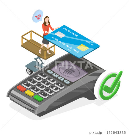 3D Isometric Flat  Illustration of Credit Card Online. Item 1 122643886