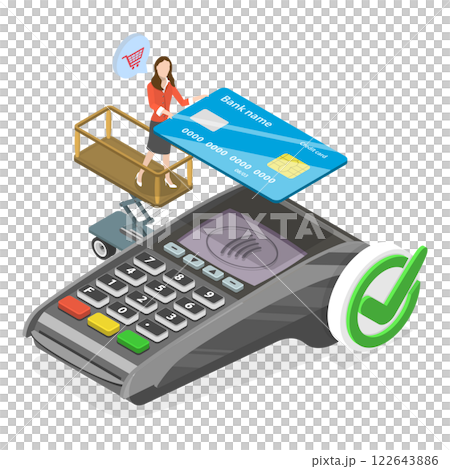 3D Isometric Flat  Illustration of Credit Card Online. Item 1 122643886