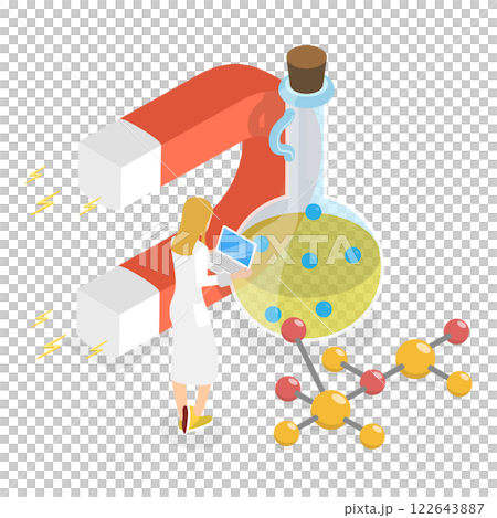 3D Isometric Flat  Illustration of Female Scientist. Item 1 122643887