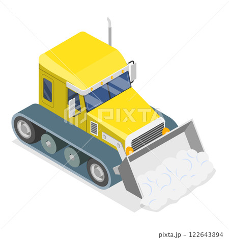 3D Isometric Flat Set of Different Snowplows. Item 4 3D Isometric Flat Set of Different Snowplows. Item 4 122643894