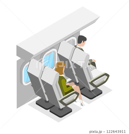 3D Isometric Flat  Set of Airplane Items and Scenes. Item 3 122643911