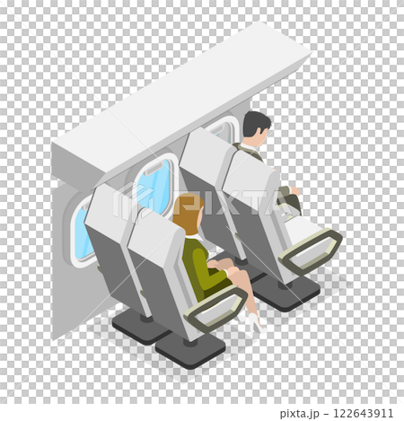 3D Isometric Flat  Set of Airplane Items and Scenes. Item 3 122643911
