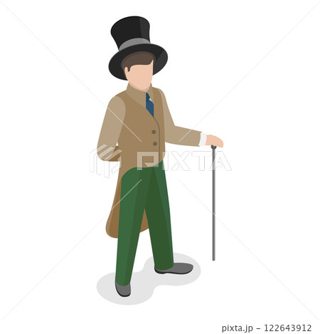 3D Isometric Flat Set of Victorian Period Characters and Objects. Item 5 3D Isometric Flat Set of Victorian Period Characters and Objects. Item 5 122643912