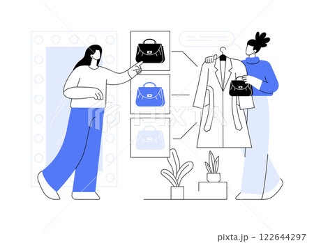 Choosing accessories isolated cartoon vector illustrations. Choosing accessories isolated cartoon vector illustrations. 122644297