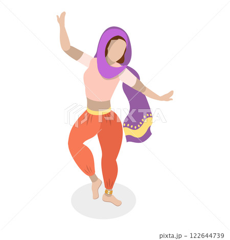 3D Isometric Flat Set of Traditional Indian Dancers. Item 3 3D Isometric Flat Set of Traditional Indian Dancers. Item 3 122644739