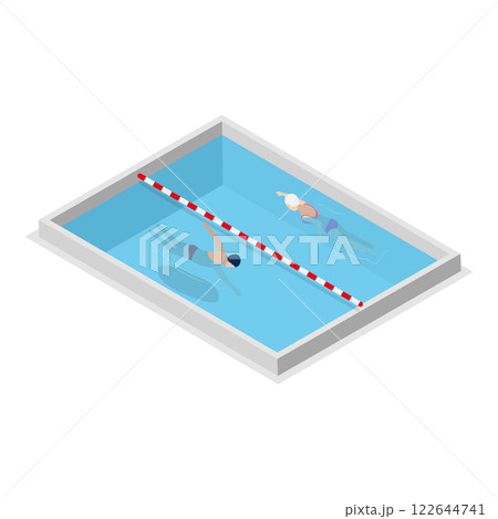 3D Isometric Flat Set of Pool Swimmers. Item 3 3D Isometric Flat Set of Pool Swimmers. Item 3 122644741