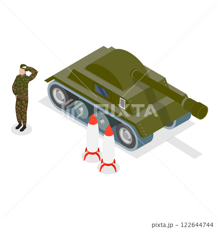 3D Isometric Flat  Illustration of Millitary Force. Item 1 122644744