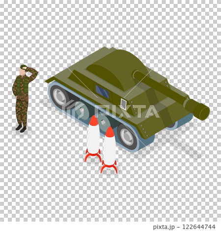 3D Isometric Flat  Illustration of Millitary Force. Item 1 122644744