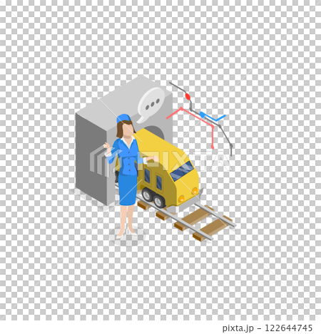3D Isometric Flat  Illustration of Train Conductor. Item 2 122644745