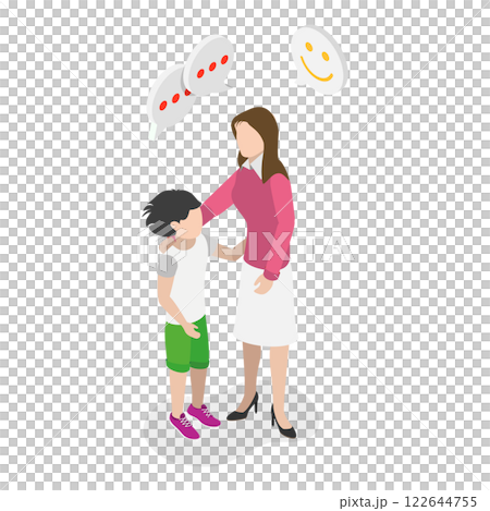 3D Isometric Flat  Illustration of Parenting Styles. Item 4 122644755