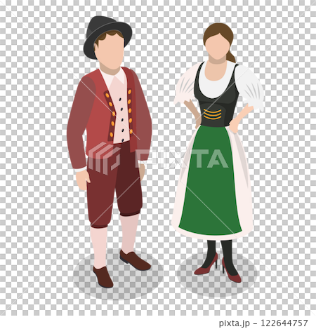 3D Isometric Flat Illustration of Europeans National Clothes. Item 2 3D Isometric Flat Illustration of Europeans National Clothes. Item 2 122644757