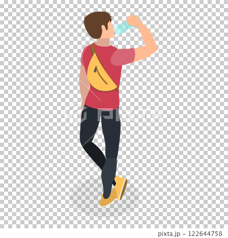3D Isometric Flat Illustration of People With Backpacks. Item 4 3D Isometric Flat Illustration of People With Backpacks. Item 4 122644758