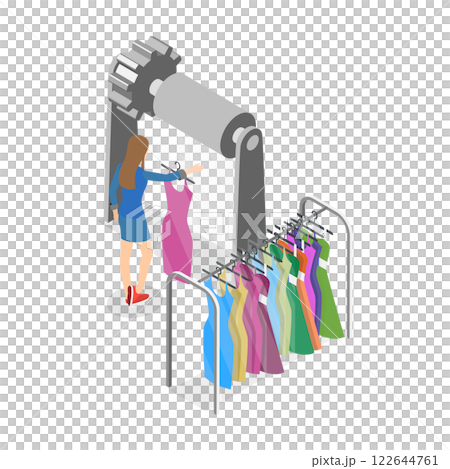 3D Isometric Flat  Illustration of Apparel Manufacturing. Item 1 122644761