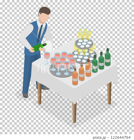 3D Isometric Flat  Set of Catering Services. Item 4 122644764