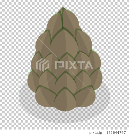 3D Isometric Flat  Set of Acorns And Cones. Item 6 122644767